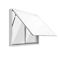 VEVOR Concession Window 48x36 in Aluminum Alloy Service Window, for Food Truck, Up to 85 Degrees Stand Serving with 2 Sliding Acrylic Windows, Awning Door and Drag Hook, Rainwater Resistant