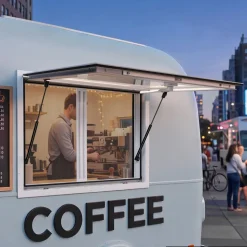 VEVOR Concession Window 36x24 in Aluminum Alloy & Acrylic Service Window, for Food Truck, Up to 85 Degrees Stand Serving with 2 Sliding Screen Windows, Awning Door and Drag Hook, Rainwater Resistant