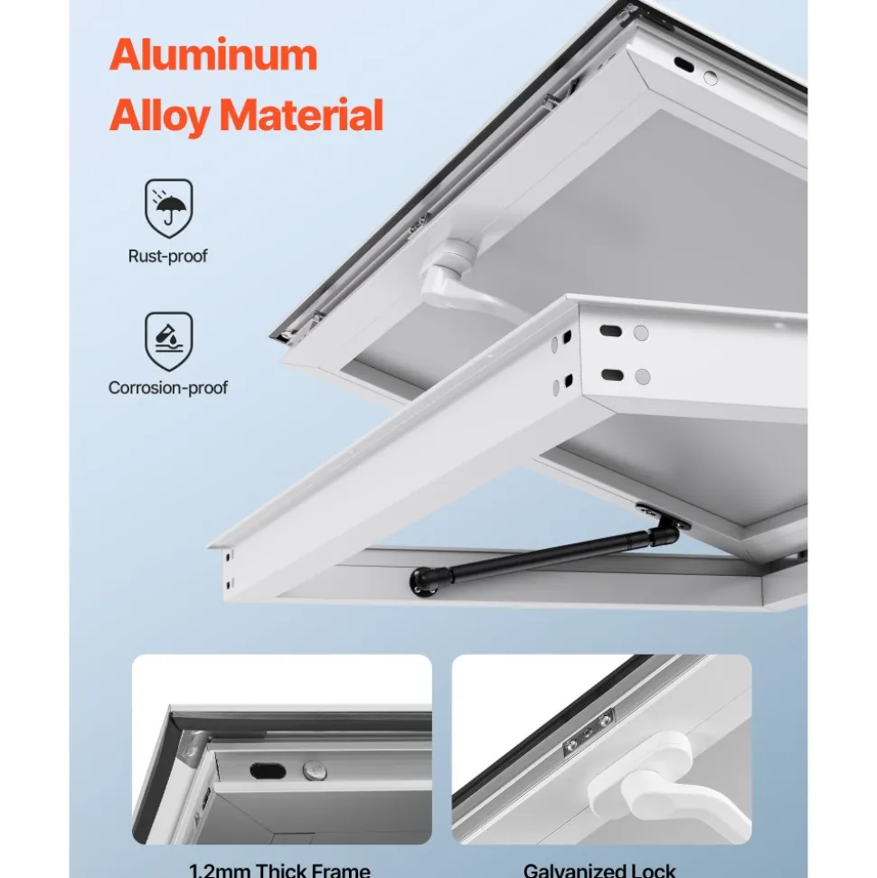 VEVOR Concession Window 53x33 in, Aluminum Alloy Frame Service Window for Food Truck, Up to 85 Degrees Stand Serving Window with Awning Door and Drag Hook, Rainwater Resistant for Concession Trailers