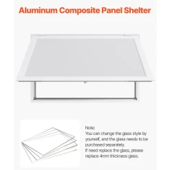 VEVOR Concession Window 53x33 in, Aluminum Alloy Frame Service Window for Food Truck, Up to 85 Degrees Stand Serving Window with Awning Door and Drag Hook, Rainwater Resistant for Concession Trailers