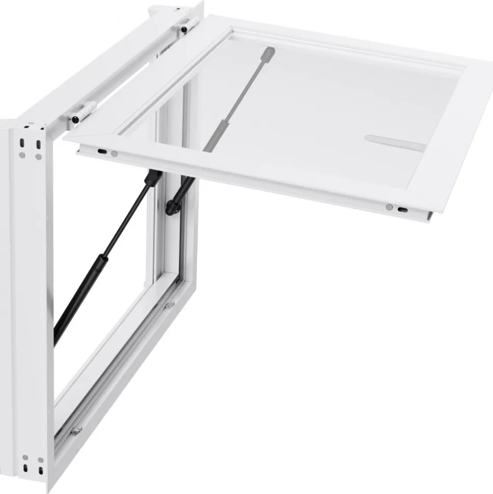 VEVOR Concession Window 36x24 in, Aluminum Alloy Service Window for Food Truck, Up to 85 Degrees Stand Serving Window with 2 Sliding Windows, Awning Door, and Drag Hook, for Concession Trailers