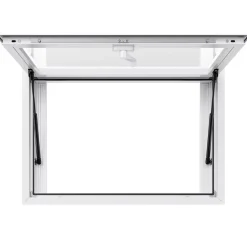 VEVOR Concession Window 36x24 in, Aluminum Alloy Service Window for Food Truck, Up to 85 Degrees Stand Serving Window with 2 Sliding Windows, Awning Door, and Drag Hook, for Concession Trailers
