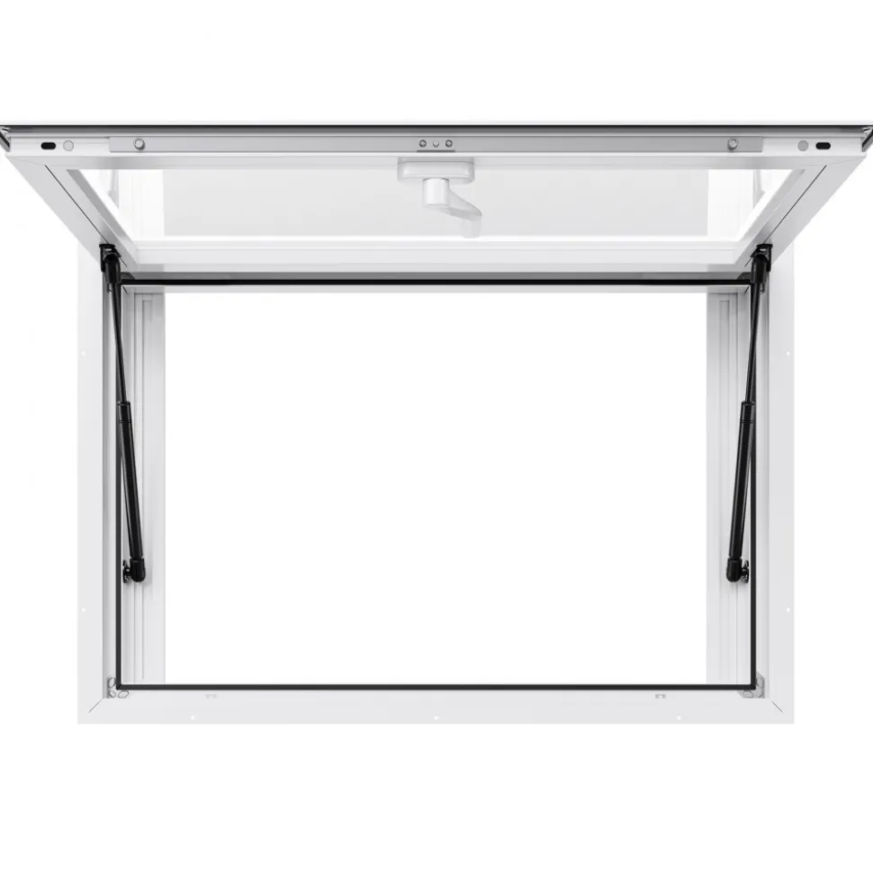 VEVOR Concession Window 36x24 in, Aluminum Alloy Service Window for Food Truck, Up to 85 Degrees Stand Serving Window with 2 Sliding Windows, Awning Door, and Drag Hook, for Concession Trailers