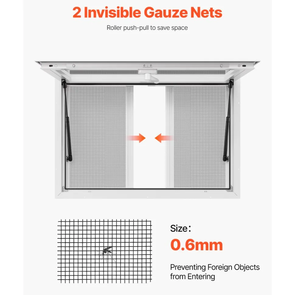 VEVOR Concession Window 36x24 in, Aluminum Alloy Service Window for Food Truck, Up to 85 Degrees Stand Serving Window with 2 Sliding Windows, Awning Door, and Drag Hook, for Concession Trailers
