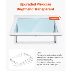 VEVOR Concession Window 36x24 in, Aluminum Alloy Frame Service Window for Food Truck, Up to 85 Degrees Stand Serving Window with Awning Door and Drag Hook, Rainwater Resistant for Concession Trailers