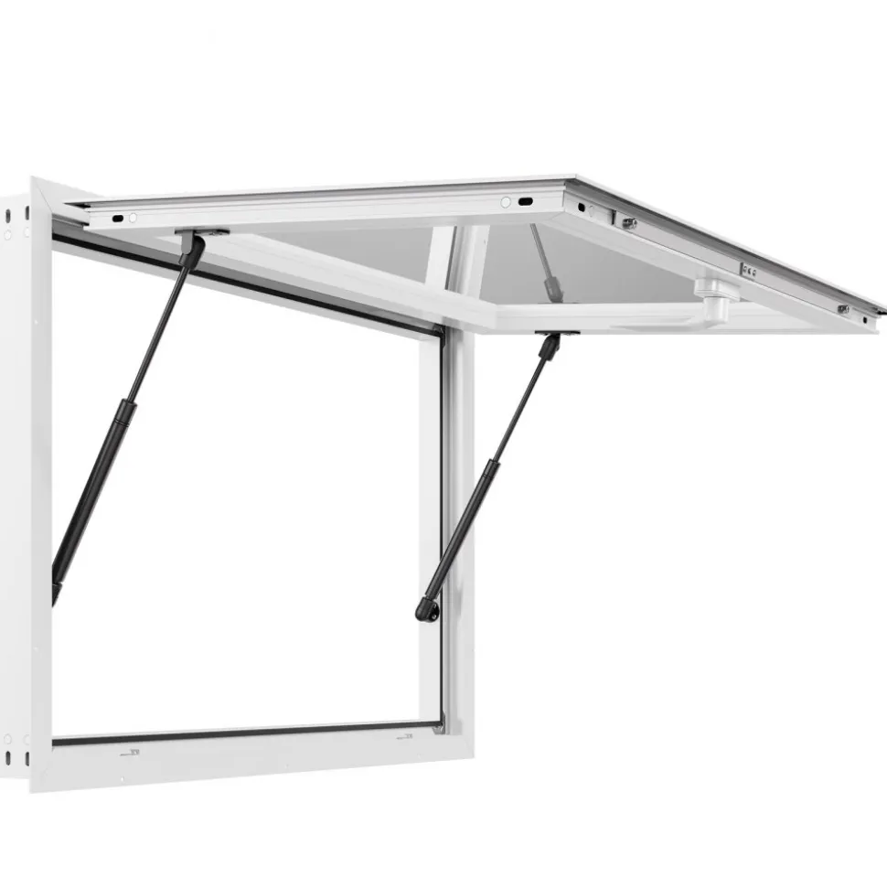 VEVOR Concession Window 36x24 in, Aluminum Alloy Frame Service Window for Food Truck, Up to 85 Degrees Stand Serving Window with Awning Door and Drag Hook, Rainwater Resistant for Concession Trailers