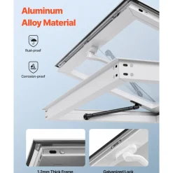 VEVOR Concession Window 36x24 in, Aluminum Alloy Frame Service Window for Food Truck, Up to 85 Degrees Stand Serving Window with Awning Door and Drag Hook, Rainwater Resistant for Concession Trailers