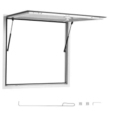 VEVOR Concession Window 36x36 in Aluminum Alloy Frame Service Window, for Food Truck, Up to 85 Degrees Stand Serving with Awning Door and Drag Hook, Rainwater Resistant for Concession Trailer