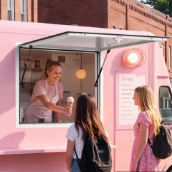 VEVOR Concession Window 36x36 in Aluminum Alloy Frame Service Window, for Food Truck, Up to 85 Degrees Stand Serving with Awning Door and Drag Hook, Rainwater Resistant for Concession Trailer