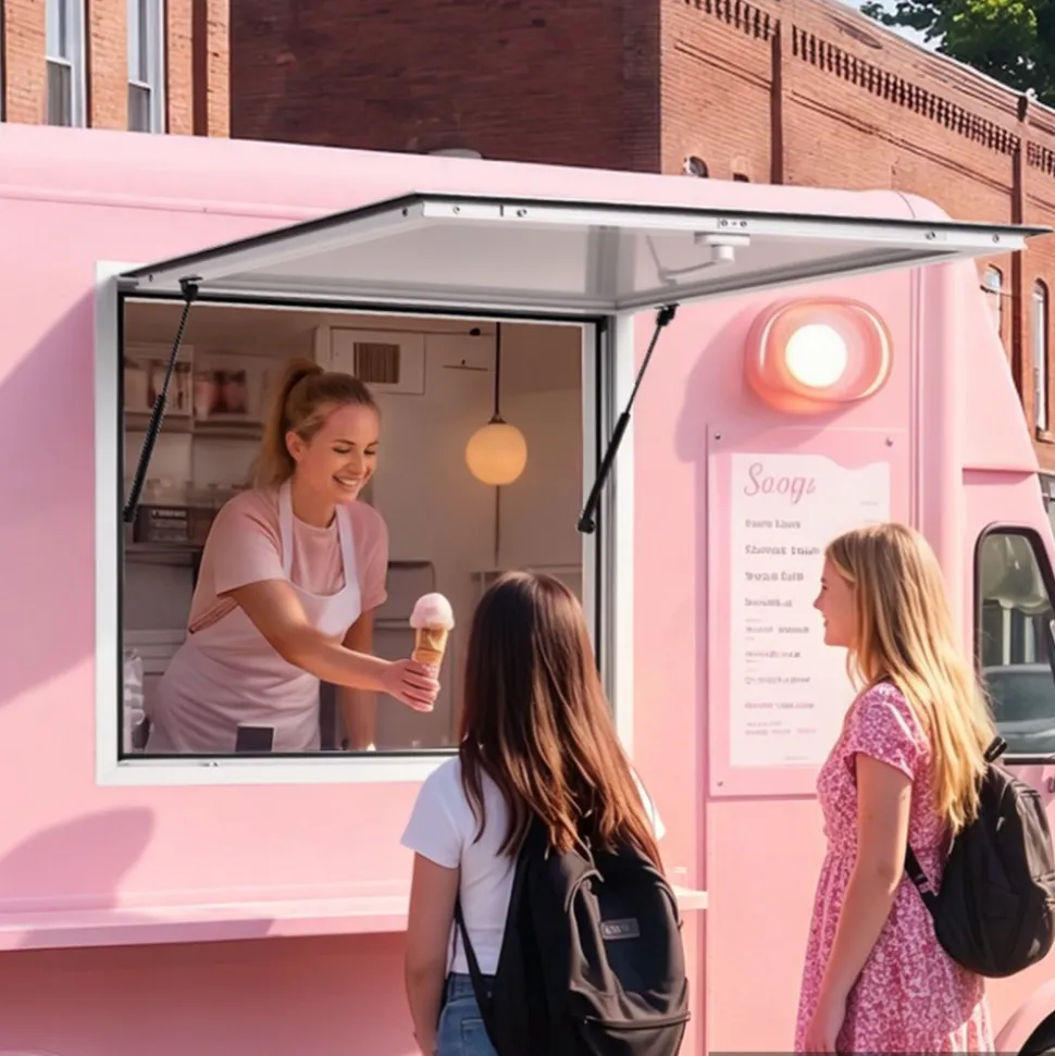 VEVOR Concession Window 36x36 in Aluminum Alloy Frame Service Window, for Food Truck, Up to 85 Degrees Stand Serving with Awning Door and Drag Hook, Rainwater Resistant for Concession Trailer