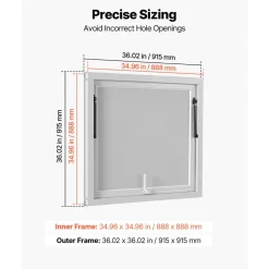 VEVOR Concession Window 36x36 in Aluminum Alloy Frame Service Window, for Food Truck, Up to 85 Degrees Stand Serving with Awning Door and Drag Hook, Rainwater Resistant for Concession Trailer