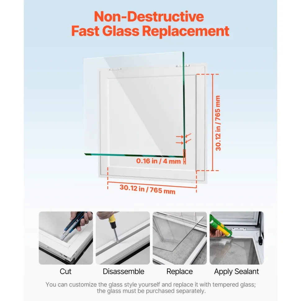 VEVOR Concession Window 36x36 in Aluminum Alloy Frame Service Window, for Food Truck, Up to 85 Degrees Stand Serving with Awning Door and Drag Hook, Rainwater Resistant for Concession Trailer