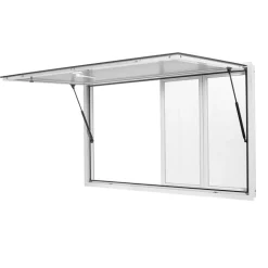 VEVOR Concession Window 60x36 in Aluminum Alloy Service Window, for Food Truck, Up to 85 Degrees Stand Serving with 4 Sliding Acrylic Windows, Awning Door and Drag Hook, Rainwater Resistant