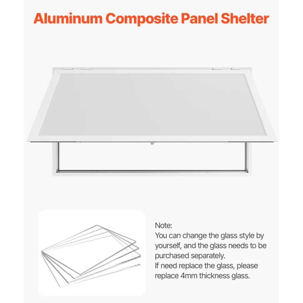 VEVOR Concession Window 74x40 in, Aluminum Alloy Frame Service Window for Food Truck, Up to 85 Degrees Stand Serving Window with Awning Door and Drag Hook, Rainwater Resistant for Concession Trailers