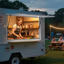 VEVOR Concession Window 74x40 in, Aluminum Alloy Frame Service Window for Food Truck, Up to 85 Degrees Stand Serving Window with Awning Door and Drag Hook, Rainwater Resistant for Concession Trailers