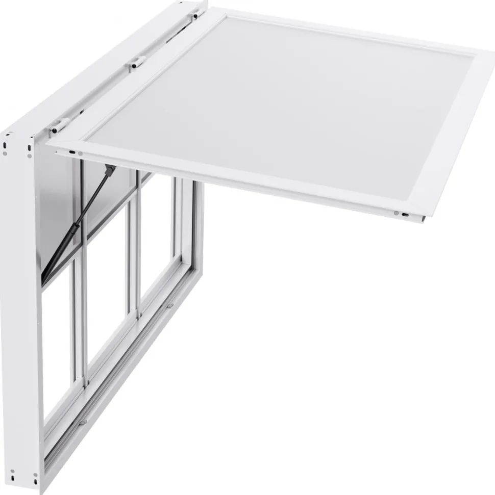 VEVOR Concession Window 60x36 in, Aluminum Alloy Service Window for Food Truck, Up to 85 Degrees Stand Serving Window with 3 Sliding Windows, Awning Door, and Drag Hook, for Concession Trailers