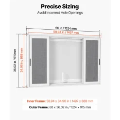 VEVOR Concession Window 60x36 in Aluminum Alloy Frame Service Window, for Food Truck, Up to 85 Degrees Stand Serving with 4 Sliding Screen Windows, Awning Door and Drag Hook, Rainwater Resistant