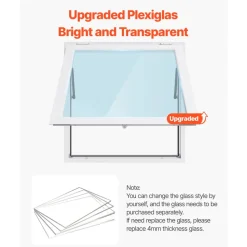 VEVOR Concession Window 36x36 in, Aluminum Alloy Frame Service Window for Food Truck, Up to 85 Degrees Stand Serving Window with Awning Door and Drag Hook, Rainwater Resistant for Concession Trailers