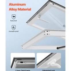VEVOR Concession Window 36x36 in, Aluminum Alloy Frame Service Window for Food Truck, Up to 85 Degrees Stand Serving Window with Awning Door and Drag Hook, Rainwater Resistant for Concession Trailers