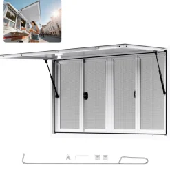 VEVOR Concession Window 53x33 in, Aluminum Alloy Service Window for Food Truck, Up to 85 Degrees Stand Serving Window with 4 Sliding Windows, Awning Door, and Drag Hook, for Concession Trailers