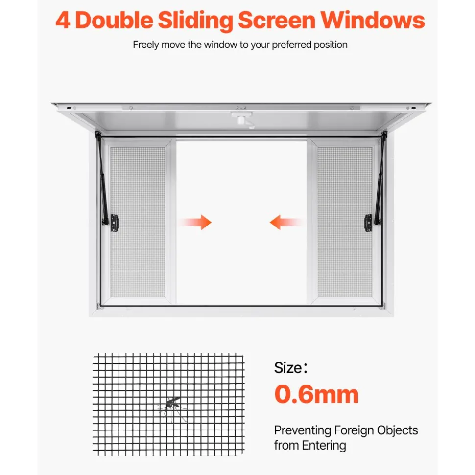 VEVOR Concession Window 53x33 in, Aluminum Alloy Service Window for Food Truck, Up to 85 Degrees Stand Serving Window with 4 Sliding Windows, Awning Door, and Drag Hook, for Concession Trailers