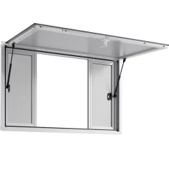 VEVOR Concession Window 53x33 in, Aluminum Alloy Service Window for Food Truck, Up to 85 Degrees Stand Serving Window with 4 Sliding Windows, Awning Door, and Drag Hook, for Concession Trailers