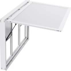 VEVOR Concession Window 60x36 in, Aluminum Alloy Service Window for Food Truck, Up to 85 Degrees Stand Serving Window with 6 Sliding Windows, Awning Door, and Drag Hook, for Concession Trailers