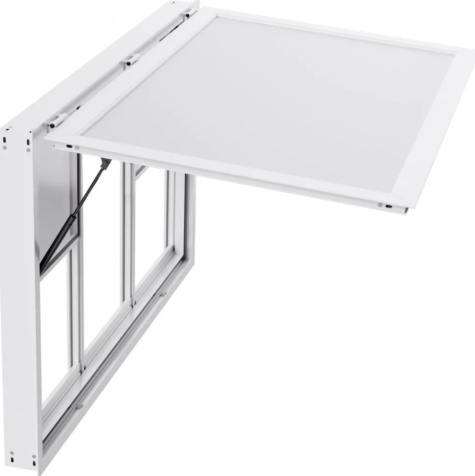 VEVOR Concession Window 60x36 in, Aluminum Alloy Service Window for Food Truck, Up to 85 Degrees Stand Serving Window with 6 Sliding Windows, Awning Door, and Drag Hook, for Concession Trailers