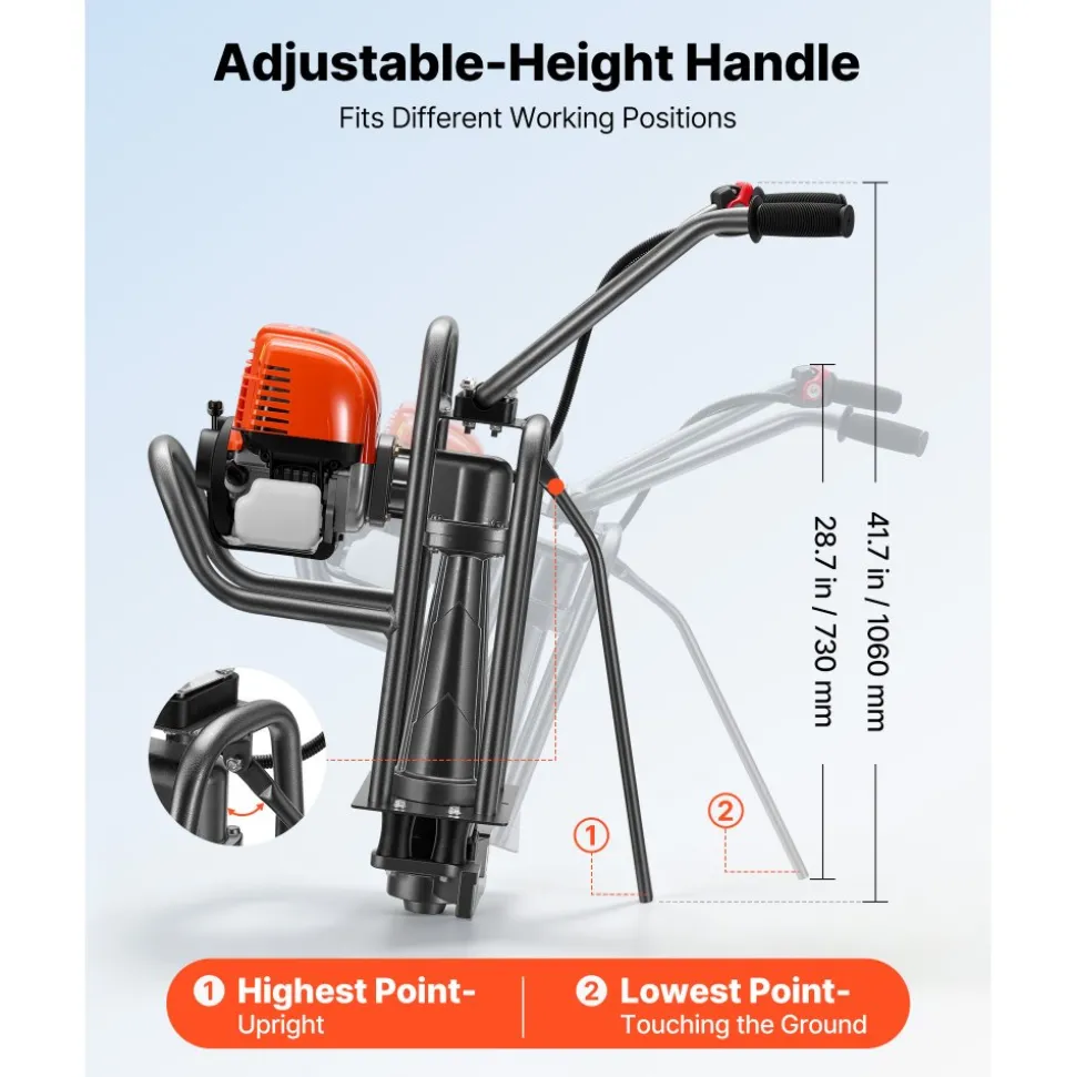 VEVOR Concrete Power Screed Gas-Powered Leveling Tool 12 ft Aluminum Board, 1.16HP Engine, 4 Stroke Vibrating Screed, Handle Height Adjustable, Support Legs for Patio, Driveway, Floor Finishing
