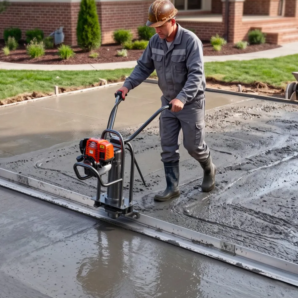 VEVOR Concrete Power Screed Gas-Powered Leveling Tool 12 ft Aluminum Board, 1.16HP Engine, 4 Stroke Vibrating Screed, Handle Height Adjustable, Support Legs for Patio, Driveway, Floor Finishing