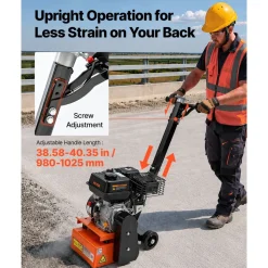 VEVOR Concrete Scarifier, 3700W 2500 RPM Walk-Behind Floor Planer Grinder, Carbide Cutters, 1/8 in Adjustable Depth, Vacuum Port for Surface Preparation, Traffic Line Removal, Pavement, Floor Repair