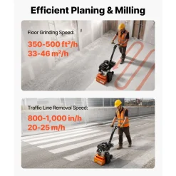 VEVOR Concrete Scarifier, 3700W 2500 RPM Walk-Behind Floor Planer Grinder, Carbide Cutters, 1/8 in Adjustable Depth, Vacuum Port for Surface Preparation, Traffic Line Removal, Pavement, Floor Repair