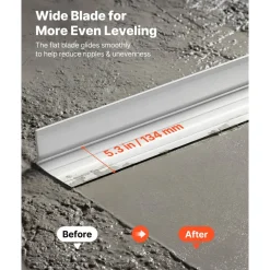 VEVOR Concrete Screed Blade 12 ft Length Aluminum Alloy Board Leveling Tool, 5.3 in Wide Straight Edge, Wide Coverage, Replacement Surface Leveler for Driveway, Patio, Sidewalk, Garage Floor Finishing