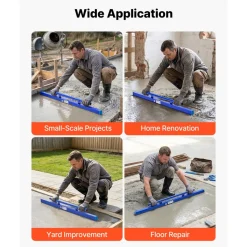 VEVOR Concrete Screed 48 in Length Manual Screed Board Aluminum Alloy Blue, Built-in Bubble Level, Powder-coated Finish, Lightweight Paver Leveling Tool for Patio, Sidewalk, Garage Floor Finishing