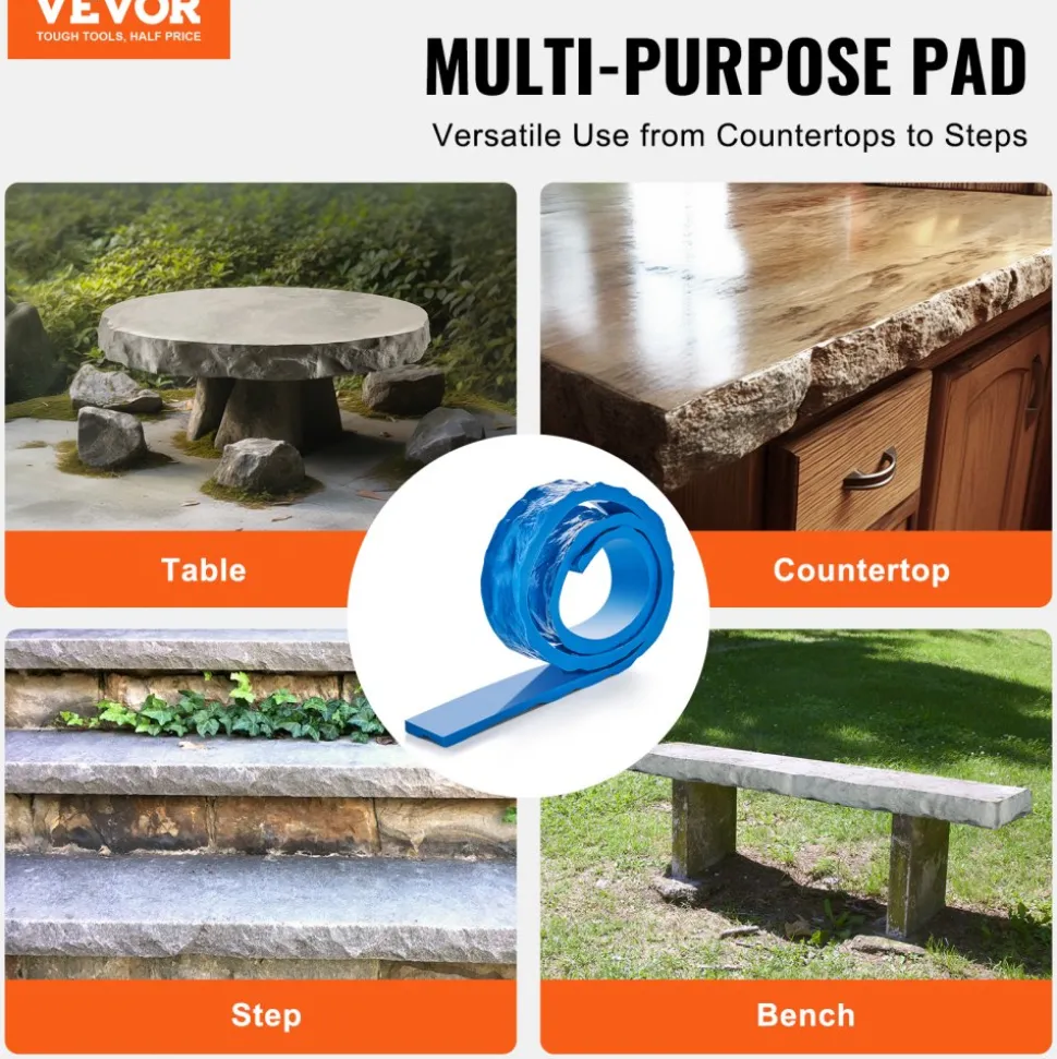 VEVOR Concrete Stamps, 91 x 3 inch, Concrete Molds Rectangular Polyurethane Stamp Stone Tile Texture Mat, Slate floor Imprint Seamless Stamp Mat Concrete Texturing Skin for Outdoor Decorative, Blue