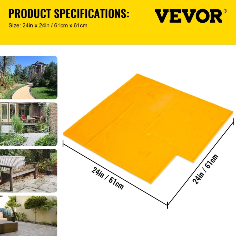 VEVOR Concrete Texturing Skin, 24"x24" Concrete Stamps Mats Set, Polyurethane Concrete Stamping Mats, Slate Concrete Stamps, 4 PCS Realistic Concrete Texture Mat, Concrete Stamps for Walls/Floors