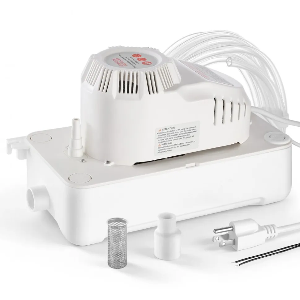 VEVOR Condensate Pump, 1/12 HP, 90 GPH, 20 ft Lift, 115V Automatic AC Condensation Removal Pump with Safety Switch 20 ft Tubing, for Air Conditioner, Dehumidifier, HVAC, Furnace, Ice Maker Water Drain