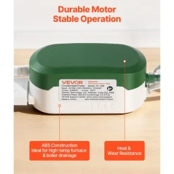 VEVOR Condensate Pump, 1/245 HP, 9.6 GPH, 33 ft Lift, 100-230V Automatic AC Condensation Removal Pump with Safety Switch, Quiet, for Air Conditioner, Dehumidifier, HVAC, Furnace, Ice Maker Water Drain