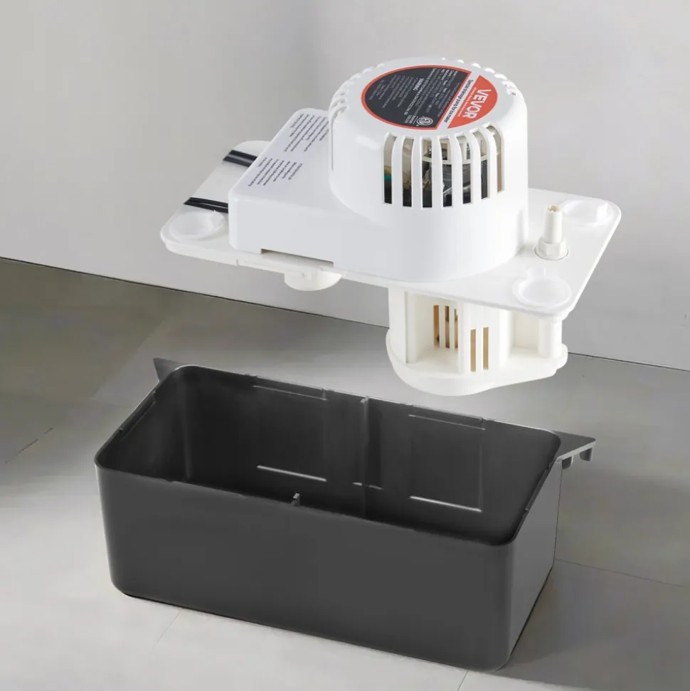 VEVOR Condensate Removal Pump, 1/50 HP, 65 GPH, 15 ft Lift, 1/2 Gal Tank Automatic AC Condensation Pump with Float Switch & 20 ft Hose for Air Conditioner, Dehumidifier, Furnace, Ice Maker Water Drain