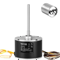 VEVOR Condenser Fan Motor 5KCP39EGS070S, 5KCP39EGY823S, 1/4 HP 208-230V, 1100RPM, OEM Standard Upgraded Replacement Condenser Motor Reversible Rotating, Explosion-proof CBB65 5μF/370V Capacitor