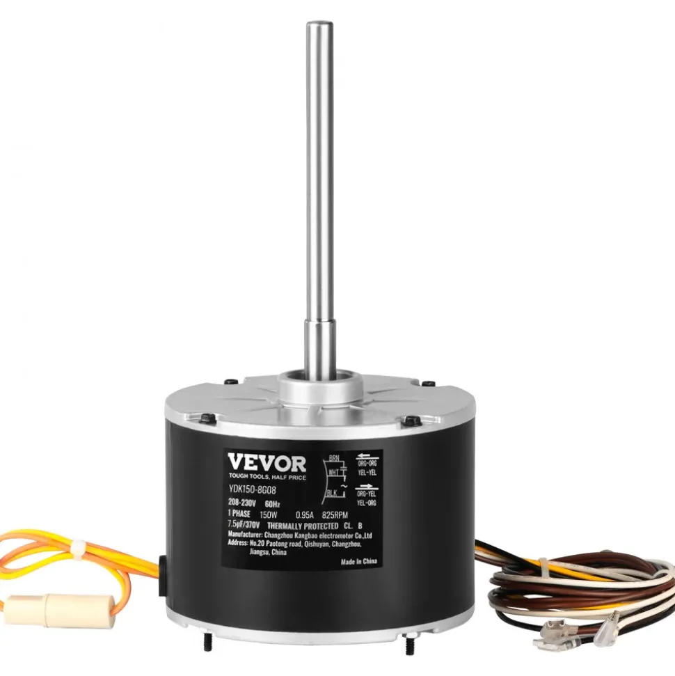 VEVOR Condenser Fan Motor 5KCP39GFS166S, 3S003, 1/5 HP 208-230V, 825RPM, OEM Standard Upgraded Replacement Condenser Motor Reversible Rotating, Explosion-proof CBB65 7.5μF/370V Capacitor