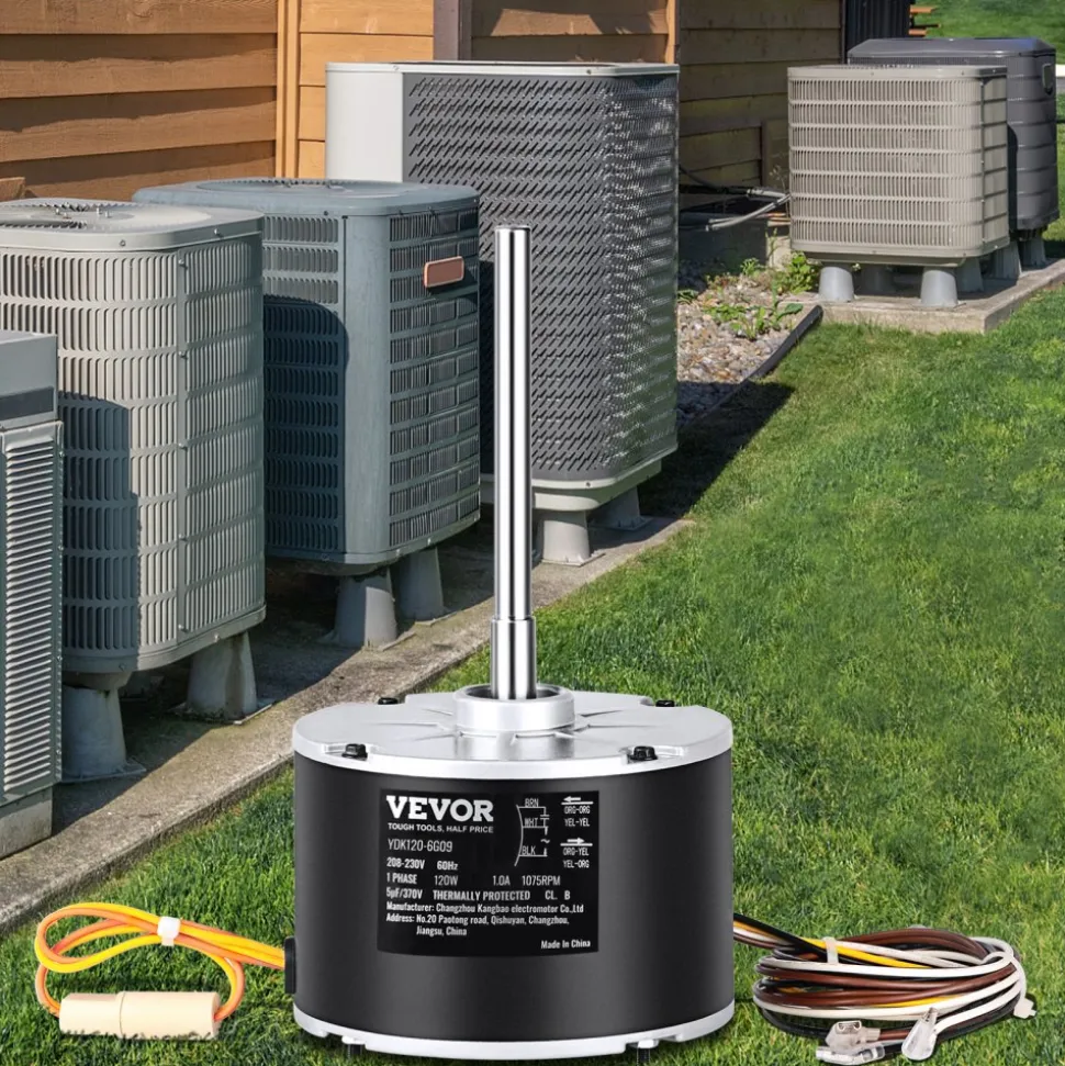 VEVOR Condenser Fan Motor OGD1016, 1/6 HP 208-230V Condenser Fan Motor 1075RPM, OEM Standard Upgraded Replacement Condenser Motor Reversible Rotating, Explosion-proof CBB65 5μF/370V Capacitor