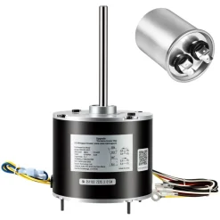 VEVOR Condenser Fan Motor with Capacitor, 1/3HP 1075RPM 208-230V, Compatible with GE Genteq K55HXGDD-81195 5KCP39GGY209AS, Fasco D925 D7908, Dayton EM3729F, Century FSE1036SV1, Rheem Ruud 51-100998-05