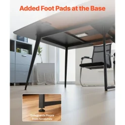 VEVOR Conference Table, 8 ft Boat Shaped Office Meeting Table for 10 Person, Modern Large Boat Meeting Desk with Metal Legs, Ideal for Office, Boardroom, Conference Room, Easy Assembly, Black & Brown