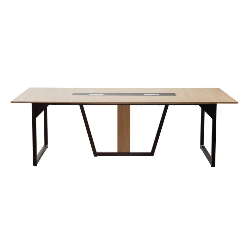 VEVOR Conference Table, 8 ft Office Meeting Table for 10 Person, Modern Rectangle Seminar Desk with Metal Legs, Large Meeting Desk Ideal for Office, Boardroom, Conference Room, Easy Assembly, Brown