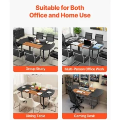 VEVOR Conference Table, 6 ft Oval Office Meeting Table for 6-8 Person, Modern Seminar Desk with Metal Legs, Large Meeting Desk for Office, Boardroom, Conference Room, Easy Assembly, Black & Brown
