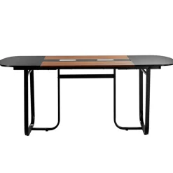 VEVOR Conference Table, 6 ft Oval Office Meeting Table for 6-8 Person, Modern Seminar Desk with Metal Legs, Large Meeting Desk for Office, Boardroom, Conference Room, Easy Assembly, Black & Brown