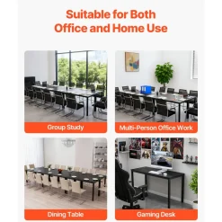 VEVOR Conference Table, Set of 6, 4.5 ft Office Meeting Table for 16 Person, Flexible Combination Desk Set, Modern Rectangle Meeting Desk with Metal Legs for Office, Conference Room, Easy Assembly