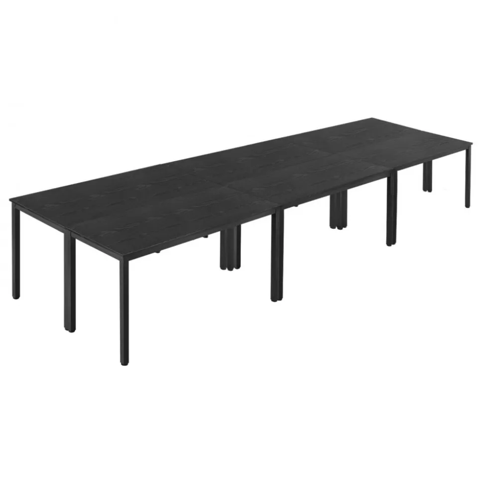 VEVOR Conference Table, Set of 6, 4.5 ft Office Meeting Table for 16 Person, Flexible Combination Desk Set, Modern Rectangle Meeting Desk with Metal Legs for Office, Conference Room, Easy Assembly