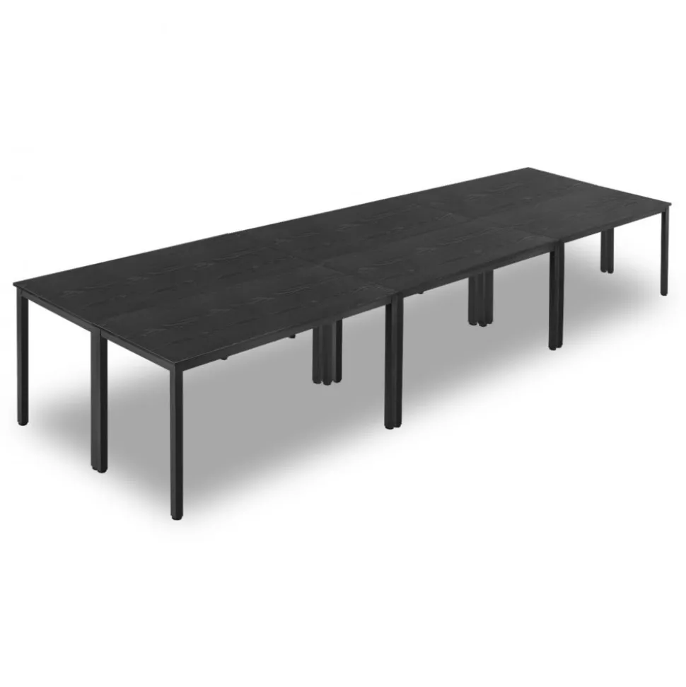 VEVOR Conference Table, Set of 6, 4.5 ft Office Meeting Table for 16 Person, Flexible Combination Desk Set, Modern Rectangle Meeting Desk with Metal Legs for Office, Conference Room, Easy Assembly